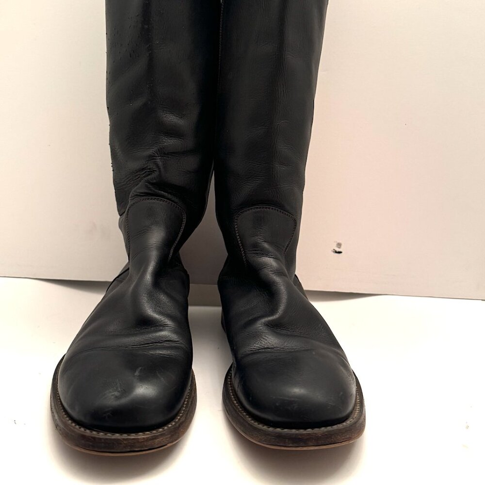 FAUSTO SANTINI ITALIAN BLACK LEATHER BOOTS 16" HIGH IN GREAT SHAPE!